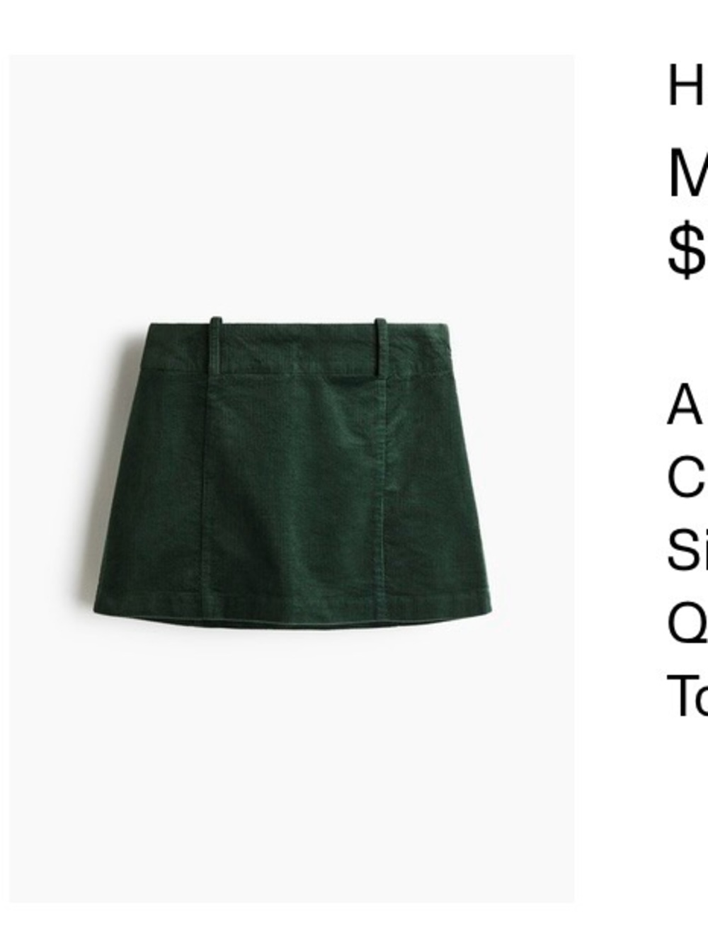 HM 100% cotton corduroy skirt